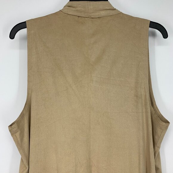 Signature Studio Vest Tan Faux Suede Sleeveless Open Front - Picture 7 of 9